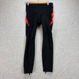 Santic Cycling Pants Womens L Black Red Padded Biking Tights Leggings 4D Gel Pad